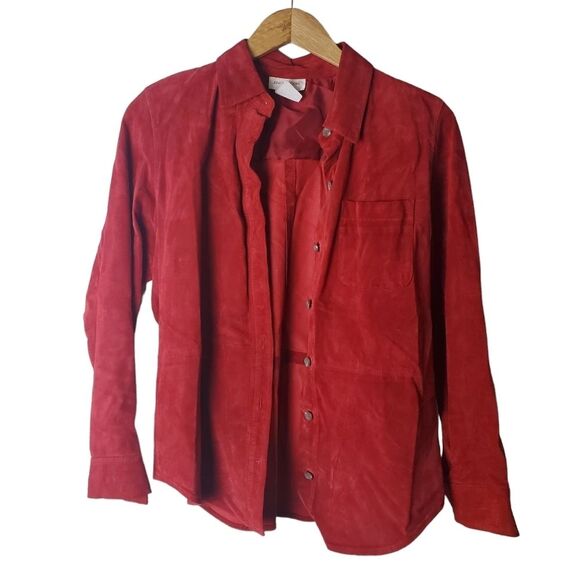 Jones New York Red Suede Jacket Size Medium Petite - Picture 1 of 7